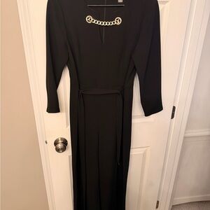 Tommy Hilfiger Black Jumpsuit with Gold Chain Accent